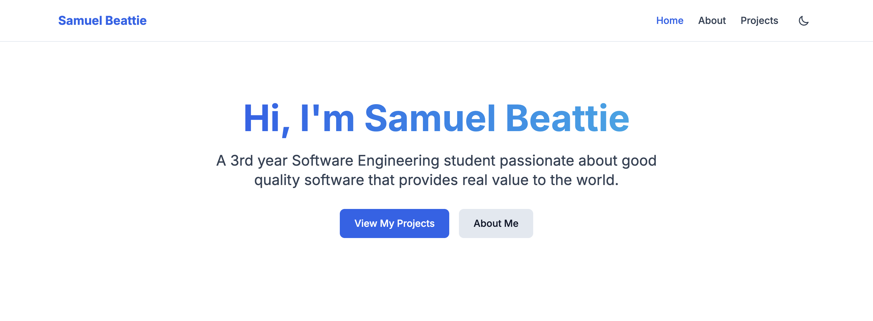 Screenshot of personal website